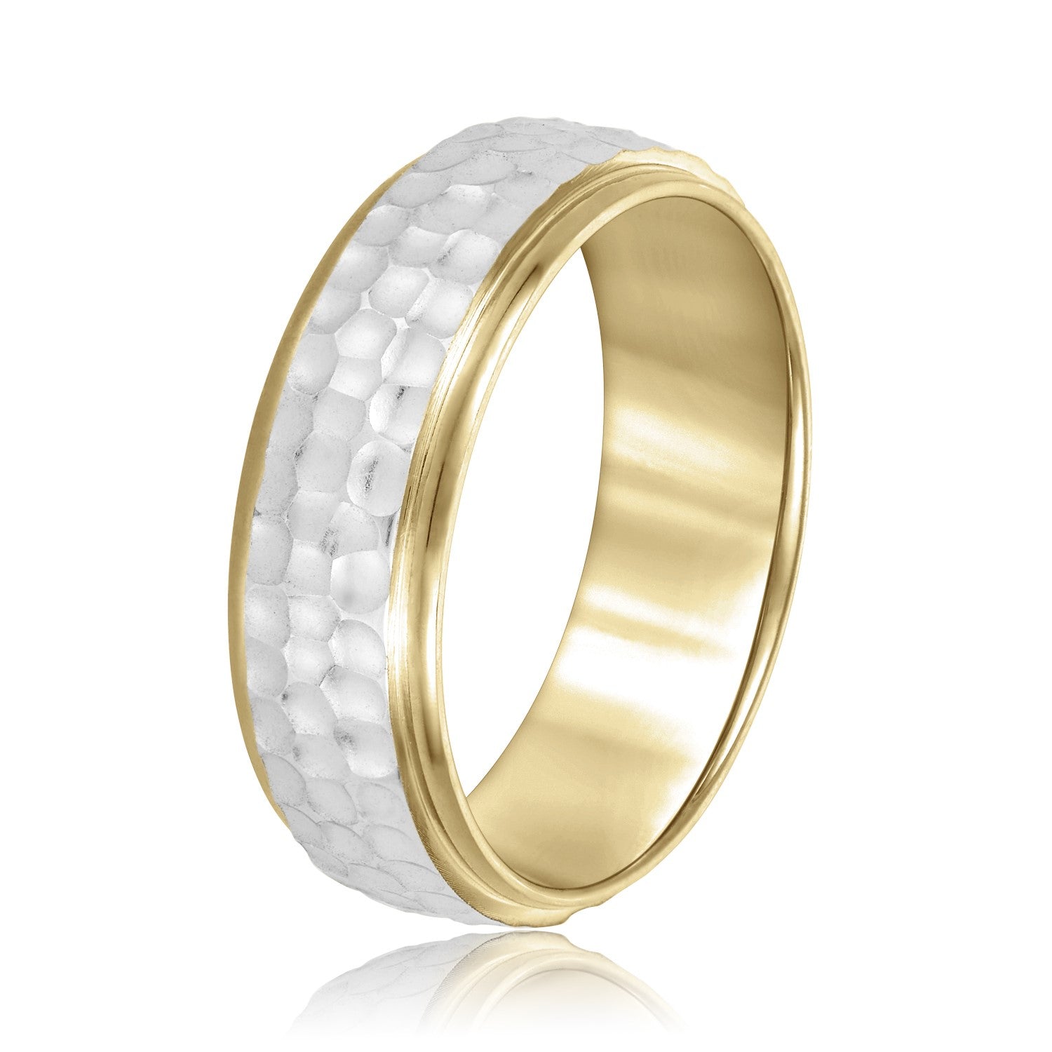 Men's Classic Hammered Step Edge Band-VIRABYANI